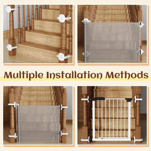 Vista 4 de Adaptador de barandilla para puerta de bebé: 2 piezas, kit de montaje de poste de escalera para bebé, puertas de bebé para escaleras, adaptador