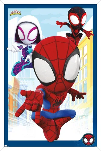 Vista 13 de Marvel Spidey and His Amazing Friends - Póster de pared grupal, 22.4 pulgadas de largo x 14.7 pulgadas de ancho, versión enmarcada de madera