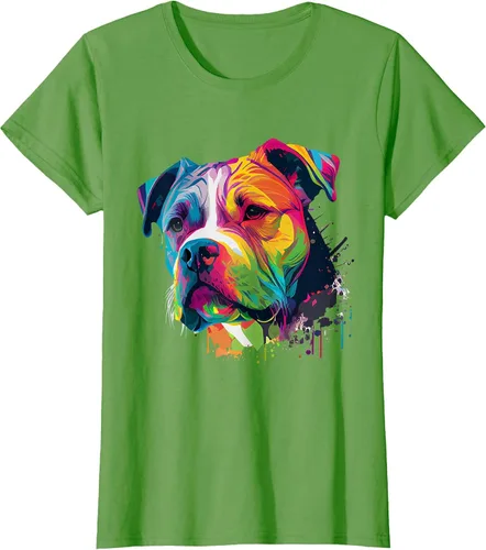 Vista 47 de Colorful American Bulldog American Bully Men Women T-Shirt Asphalt Grey