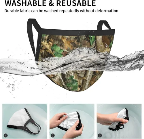 Vista 5 de Paquete de 3 máscaras de caza de camuflaje de ciervos y camuflaje, bandana ajustable resistente al viento, cubierta de boca reutilizable, bufanda