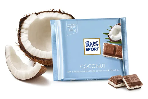 Vista 3 de Ritter Sport Kokos / coco (3 barras cada 3.53 oz) - fresco de Alemania