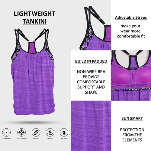 Vista 6 de ZeroXposur Womens Swimsuits Tankini Top and Bikini Briefs Set - Two Piece Swimsuit for Women