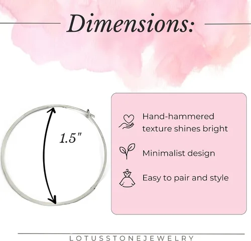 Vista 111 de Aretes de aro finos martillados, elegantes plata esterlina geométrica sólida, relleno de oro y relleno de oro rosa; para mujer por Lotus Stone