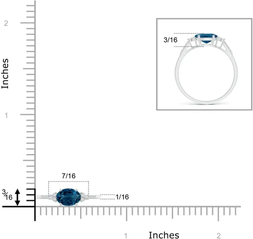 Vista 4 de Angara Natural London Blue Topaz Classic Ring for Women, Girls in Sterling Silver14K Solid Gold December Birthstone Jewelry Gift for Her Birthday