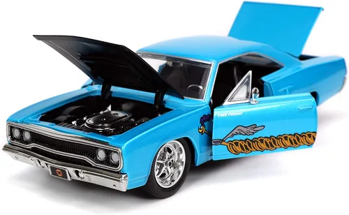 Vista 7 de Jada Looney Tunes 1:24 1970 Plymouth Roadrunner - Coche fundido a presión y figura de Wile E. Coyote de 2.75 pulgadas, juguetes para niños y adultos