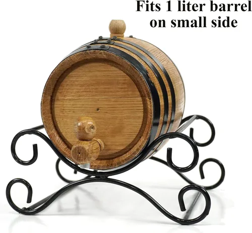 Vista 2 de THOUSAND OAKS BARREL Soporte de cuna de hierro forjado para barril de envejecimiento de roble de 1 litro y 2 litros - Base de soporte de metal mini