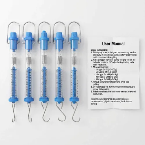 Vista 3 de QWORK Báscula tubular de plástico para resorte, capacidad de 1N, 5N, 10N, 20N, 30N, Calibración de gramos y Newton, capacidad de cero, tubo colgante