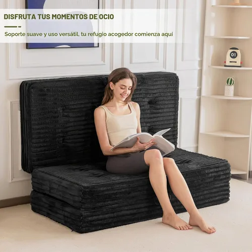 Vista 6 de MAXYOYO Sofá cama plegable, sofá cama plegable de 6 pulgadas, colchón plegable con asas, cama plegable de piel sintética suave con relleno de espuma