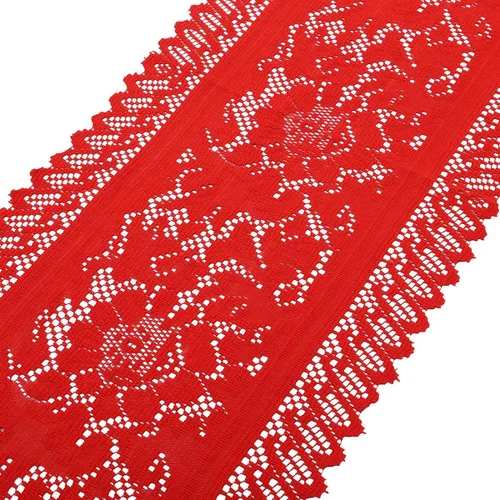 Vista 7 de mookaitedecor Camino de mesa de encaje rojo para decoración de café de fiesta de Navidad
