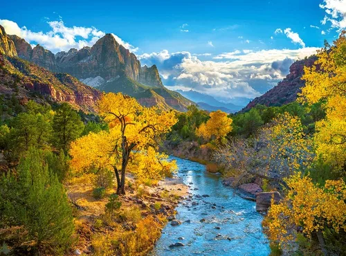 Vista 2 de Castorland Rompecabezas de 3000 piezas, otoño en el parque nacional Zion, naturaleza y paisaje, Estados Unidos, rompecabezas para adultos