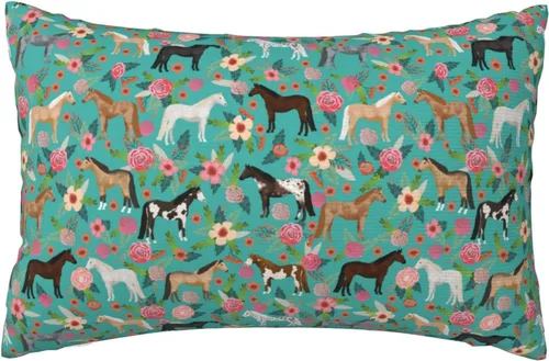 Vista 9 de Funda de almohada de caballos con múltiples capas de caballos florales, tamaño Queen, funda de almohada suave de 20 x 30 pulgadas, duradera