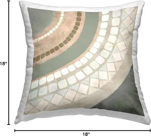 Vista 8 de Stupell Industries Flora Kouta - Almohada de diseño de tonos tierra beige mosaico, 18 x 18, multicolor Indoor Pillow, Made in USA - By Flora Kouta