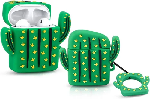 Vista 7 de Airpods - Funda de silicona divertida para Apple Airpods 1 y 2 [Serie de frutas y vegetales] [Mejor regalo para niñas, niños o parejas] (Fresa 3D)