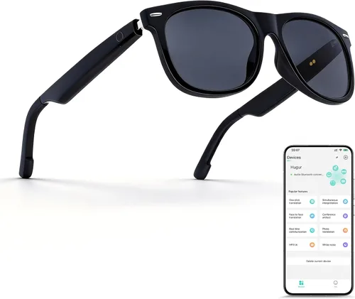 Vista 10 de Lentes inteligentes AI para hombres y mujeres, impulsados por ChatGPT, traducción de más de 137 idiomas y asistente de voz, asistente de reunión