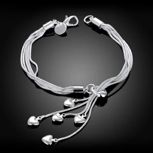 Vista 6 de Harlorki Pulsera de pulsera chapada en plata 925 con colgante de corazón de amor para mujer