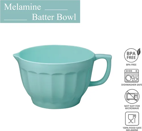 Vista 3 de UP UPware Tazón de melamina estilo Latte con boquilla de vertido, mango y base antideslizante, mango de agarre para mezclar y verter fácilmente