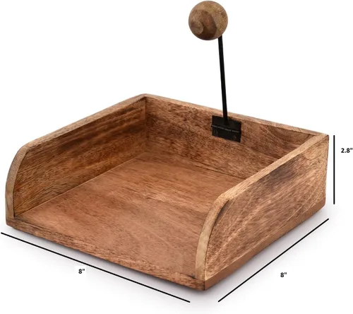 Vista 5 de Servilletero de madera rústico de granja, servilletero para mesas de cocina, encimeras, interiores y exteriores, picnic, restaurantes, cafetería