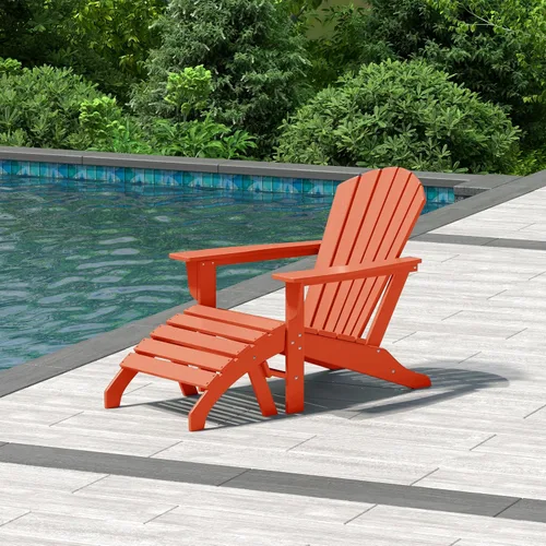 Vista 18 de WestinTrends Dylan - Silla Adirondack para exteriores con otomana, juego de 2 piezas, color negro