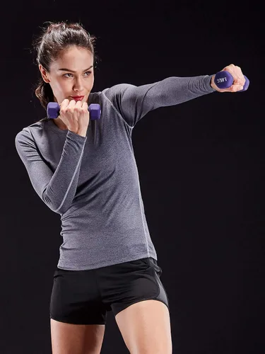 Vista 21 de CADMUS Paquete de 1 o 3 camisetas de entrenamiento de manga larga para mujer, camiseta de compresión de ajuste seco para correr