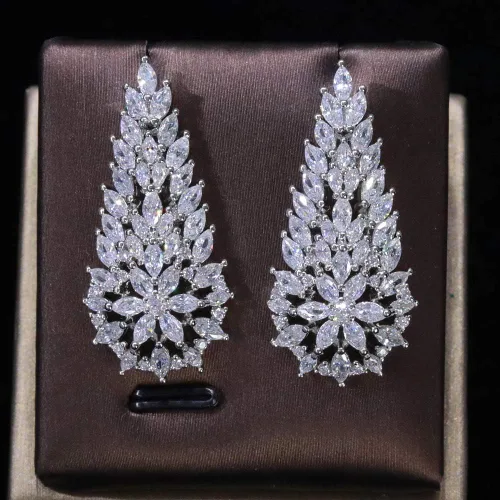 Vista 5 de Jorsnovs Juego de 4 piezas de joyería árabe india de Dubai para mujer, novia, circonita cúbica, collar, aretes, pulsera, juego de anillos abiertos