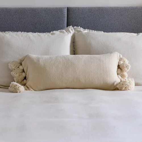Vista 2 de Main + Mesa Almohada lumbar con borlas de chenilla de algodón, color crema (EC0978)