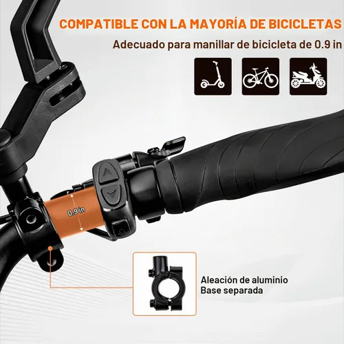Vista 3 de Addmotor Espejos de bicicleta, 1 par de montaje para manillar de espejo de bicicleta, espejo giratorio ajustable de 360°, HD, espejo retrovisor