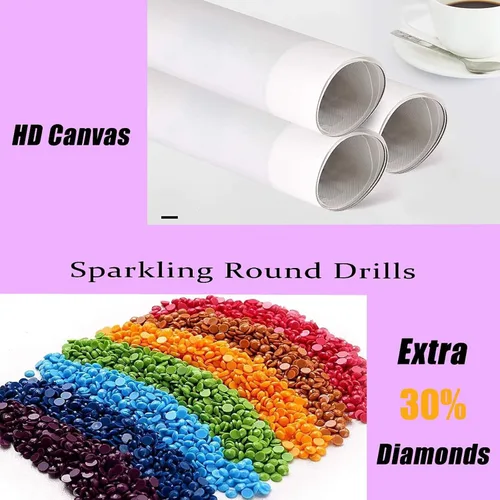 Vista 7 de Kit de pintura de diamantes con diseño de flores y luna para adultos, arte y manualidades redondas 5D para adultos principiantes, pinturas