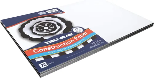 Vista 3 de Tru-Ray Papel de construcción premium, blanco y negro, 12 x 18 pulgadas, 72 hojas