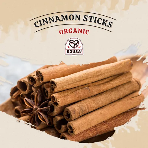 Vista 3 de 52USA - Varitas de canela orgánica, canela 8 onzas (226 g), varitas de canela enteras, 100 % crudas, certificadas por USDA y Kosher, sin gluten, sin