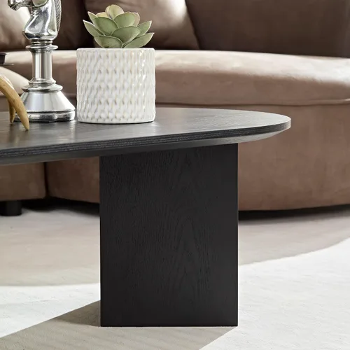 Vista 6 de KEVINSPACE W39.37 Mesa de centro ovalada para sala de estar Casa Moderna Mesa de café con diseño Patas de mesa de centro de madera Mesa de té 39.37