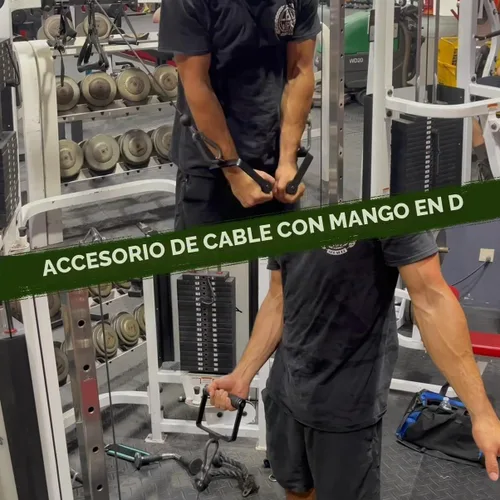 Vista 6 de Accesorio de cable con mango en D para entrenamiento de pesas, acero resistente con agarre de goma antideslizante (negro)