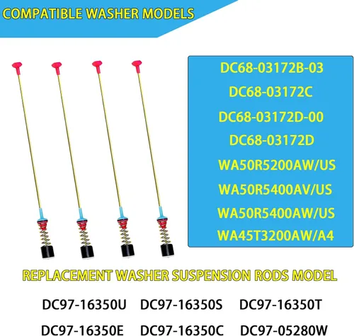 Vista 2 de 2025 Actualización DC68-03172B-03 DC68-03172C DC68-03172D DC68-03172D-00 Varillas de suspensión para lavadora Samsung WA50R5200AW/US WA50R5400AV/US