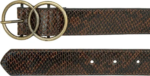 Vista 4 de Lucky Brand Women's Snakeskin Double Ring Belt with Comfortable Center Bar Buckle