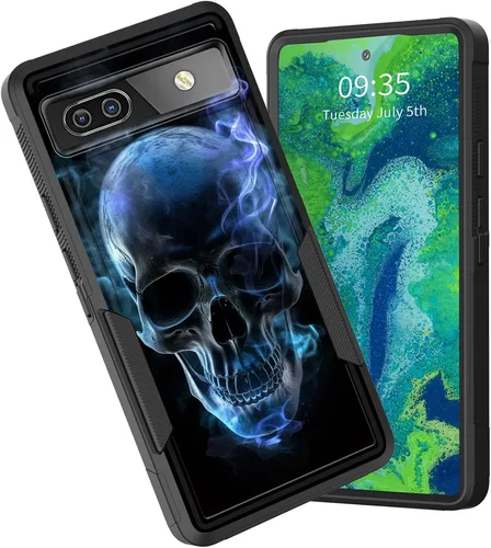 Vista 67 de Funda para Pixel 6A, funda protectora híbrida de doble capa resistente a prueba de golpes de policarbonato duro de silicona suave TPU para Google
