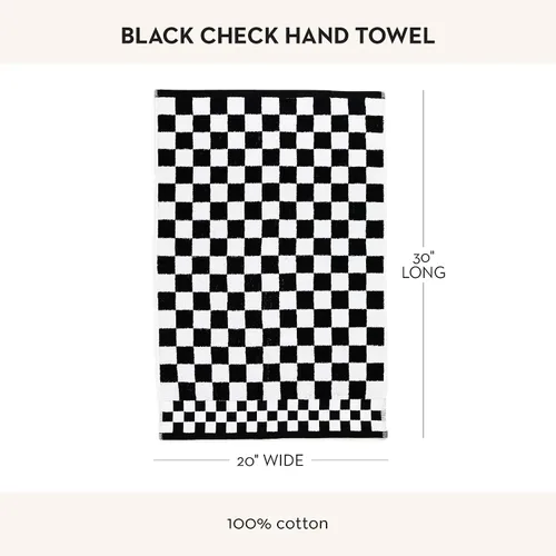 Vista 3 de MACKENZIE-CHILDS Toalla de mano, bonita toalla de mano decorativa para baño y cocina, cuadros negros y blancos