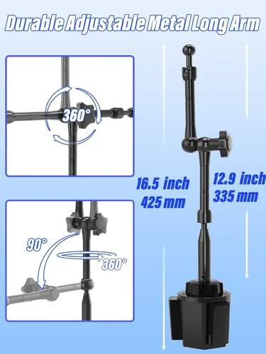 Vista 4 de Soporte para tablet para iPad y teléfono de 4.7-13" Extra-Length Metal Arm,19.5"Height, 360° Adjustable Arm, Compatible with iPad Pro, Air, Mini