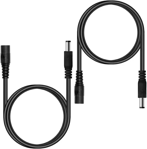 Vista 7 de 2 cables de extensión de alimentación CC de 10 pies (9.8 ft) de 12 V con conectores adaptadores de conector de alimentación (2 x macho + 2 hembra)