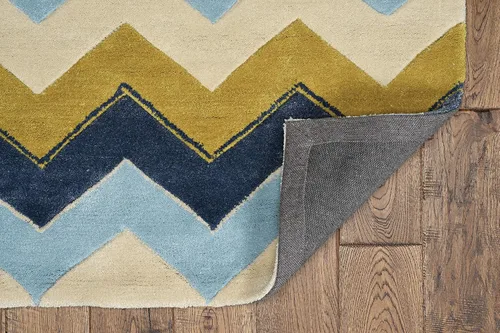Vista 5 de Linon Colección Trío RUG-TARL3681, azul, 8 x 10