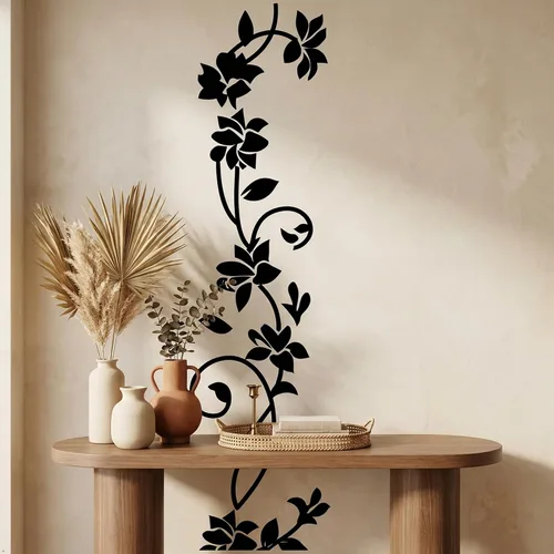 Vista 2 de Adhesivo decorativo de pared de vinilo extraíble de flores de ratán blanco mate de 6'' x 22