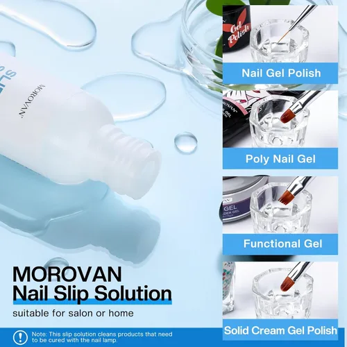 Vista 2 de Morovan Solución deslizante de poligel para uñas: Líquido deslizante de grado de salón y formas de uñas dobles para extensiones de uñas de gel