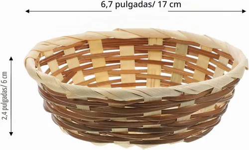 Vista 5 de EXCEART - 3 cestas de frutas de bambú hechas a mano de 6.69 pulgadas, cesta tejida para servir alimentos para postres, aperitivos, contenedor