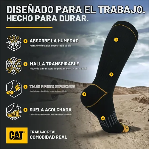 Vista 4 de CAT Paquete de 6 calcetines de media amortiguación para hombre negro(Black (6 Pack))