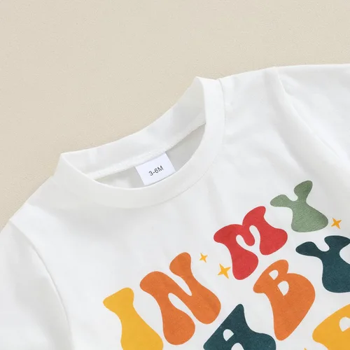 Vista 3 de Lucikamy Ropa para bebé niño pequeño, camiseta de manga corta para mamá y pantalones cortos de cintura elástica, trajes casuales para bebés