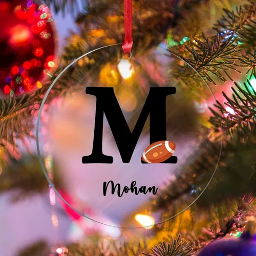 Vista 15 de Adornos colgantes personalizados con monograma inicial de letra A, árbol de Navidad, apellido personalizado, decoración de árbol de Navidad, feliz