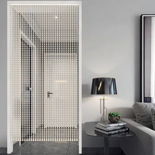 Vista 5 de Cortina de cuentas de madera natural, cortinas de cuentas de madera hecha a mano, 25 hebras de cortinas de puerta con cuentas de madera, cuerda