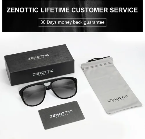 Vista 6 de ZENOTTIC Lentes de sol de aviador para hombre, polarizados, protección UV, cuadrados, a la moda, doble puente, retro, piloto, de gran