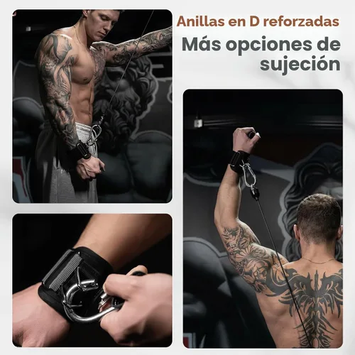 Vista 6 de Correas de levantamiento de pesas con anillos en D para Negro blanco