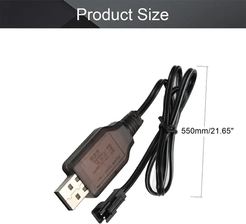 Vista 2 de Fielect Cable de carga USB de 4.8 V 250mA con conector SM-2P enchufe para coche RC Ni-MH Ni-CD batería