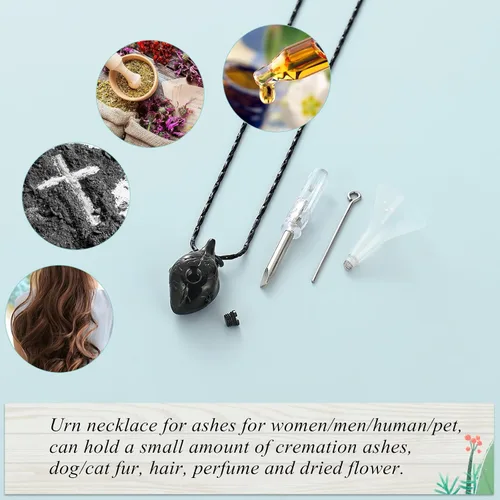 Vista 23 de Imrsanl Collar con colgante de joyería de cremación para cenizas – Collar anatómico de urna de corazón para cenizas – Medallones conmemorativos