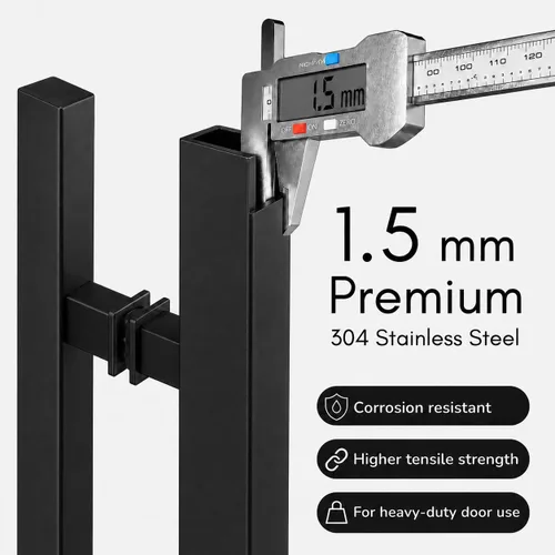 Vista 7 de Prima Decorative - Tirador de puerta largo, manija de puerta de entrada 72 pulgadas rectangular en forma de H, acero inoxidable 304 - Negro